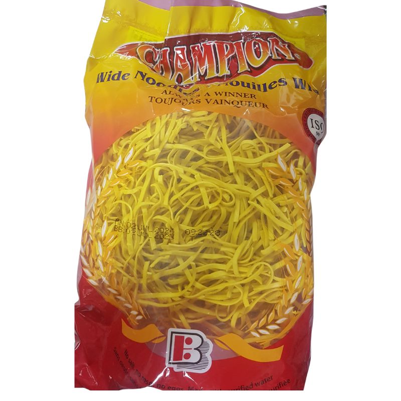 07907620455 Champion, Chow Mein Noodles 454g Broad - Image 1