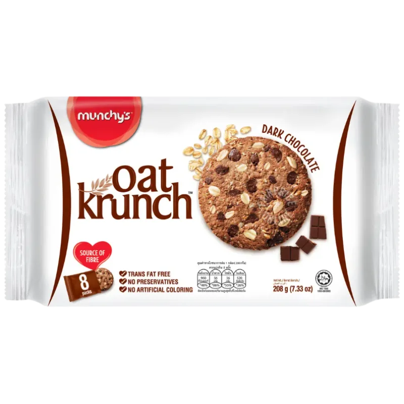 9556439885165 Munchy’s, Oat Krunch Biscuits, Dark Chocolate, 208g (8 Pack) - Image 1