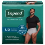 Depend, Adult Absorbent Underwear, Men’s, Large (17 Underwear)