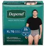 Depend, Adult Absorbent Underwear, Men’s, Extra Large (15 Underwear)