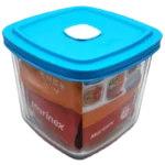 Marinex Square Glass Pot with Plastic Lid and Valve 1L