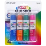 Bazic Coloured Glue Stick (4 Stick)