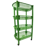 Princeware, Plastic Storage, Oval Basket Trolley, Green (4 Tier)