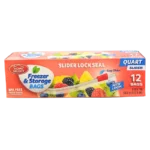 Home Select, Freezer & Storage Bags, Slider Lock Seal, 1qt (12 Pieces)
