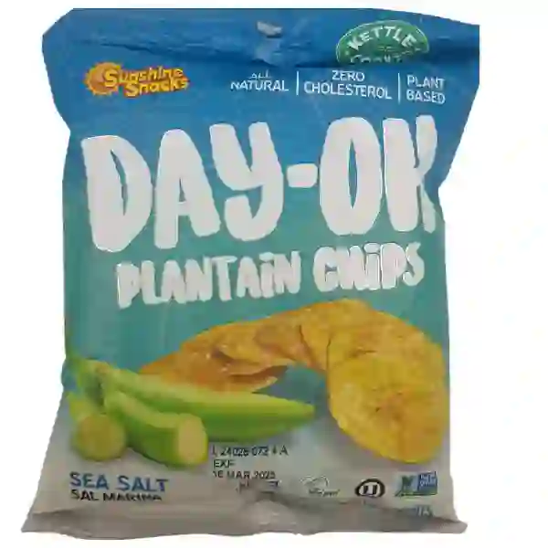04003218011 Sunshine Snacks, Day-Oh Plantain Chips, Sea Salt - Image 1