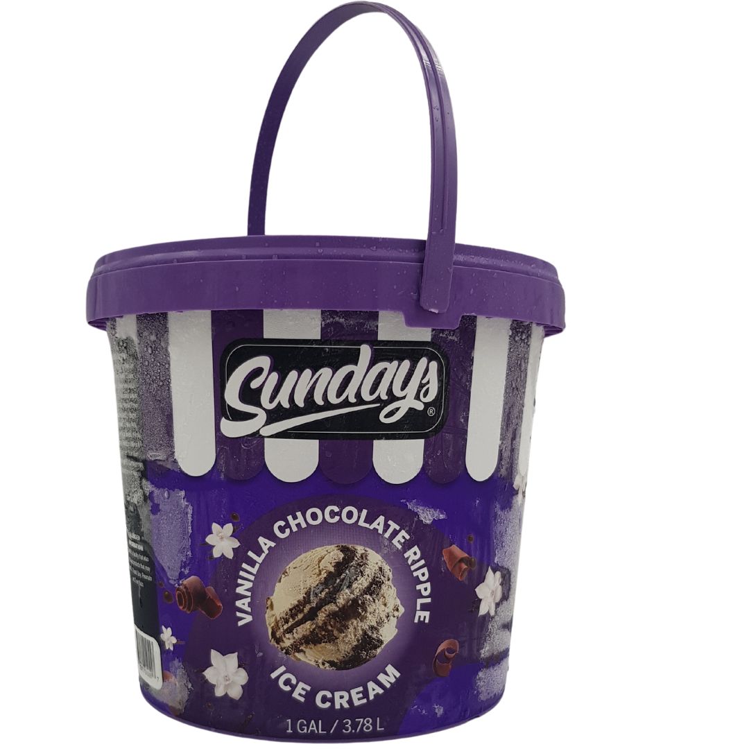 78215101055 Sunday's Vanilla Chocolate Ripple, Ice Cream (3.78 Liter) - Image 1