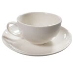 Ceramic, White Cup & Saucer