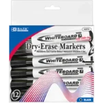 Bazic, Dry-Erase Markers, Black (12 Pack)
