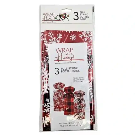 Xmas, Pull String Bottle Bag (3 Pack)
